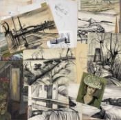 ‡ FROM THE STUDIO OF KENNETH HAROLD GRESTY (British, 1928-2002) portfolio of paintings, sketches,