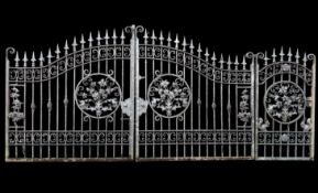 PAIR OF METAL DRIVEWAY GATES, 197 (h) x 179 (w) x 4cms (d); and matching pedestrian gate, 174 (h)