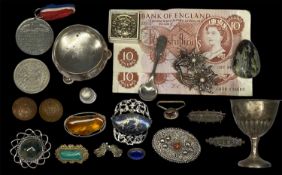 COSTUME JEWELLERY & COLLECTABLES, including Siamese white metal brooch, shield-shaped brooch stamped