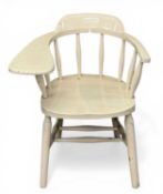 UNUSUAL VINTAGE PAINTED SMOKER'S BOW CHAIR, with incorporated drinks rest to one arm, 80 (h) x 68 (