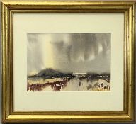 ‡ JOHN MORRIS (Welsh b.1922) watercolour - landscape with farmhouse, signed lower right, 23.5 x 33.