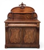 VICTORIAN WALNUT CREDENZA, with rail back, single drawer, and two cupboard doors, 150 (h) x 115 (