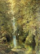 MODERN EUROPEAN / BRITISH SCHOOL 19th Century, oil on canvas - river gorge, indistinctly signed