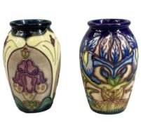 TWO MOORCROFT VASES, Geneva pattern and Foxglove pattern, 10.5cms (h), boxed Provenance: private