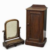 VINTAGE MAHOGANY BEDSIDE CABINET, 80 (h) x 40 (w) x 35cms (d); and a swing two-drawer dressing table