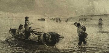 JOHN THOMAS HAMILTON MACALLUM (Scottish, 1841-1896) photogravure - fishing boats coming ashore,