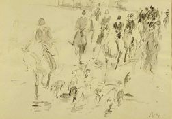 BRITISH SCHOOL pencil / watercolour wash - hunting scene, indistinctly signed lower right, 28.5 x