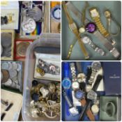ASSORTMENT OF LADIES' & GENT'S WRISTWATCHES, assorted buttons, pre-decimal coins, medals, and