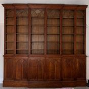 SUBSTANTIAL VICTORIAN OAK LIBRARY BOOKCASE in the Gothic Revival style, upper section having six