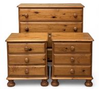 MODERN PINE BEDROOM FURNITURE, to include a four-drawer chest, 85 (h) x 88 (w) x 44cms (d); and a