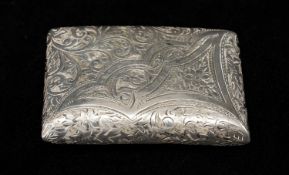 EDWARD VII SILVER VESTA CASE, Arthur Cook, Birmingham 1903, bowed rectangular form, engraved foliate