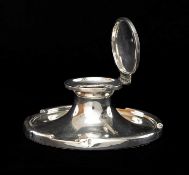 GEORGE VI SILVER CAPSTAN DESK INKWELL, A & J Zimmerman Ltd, Birmingham 1938, 17.5cms (diam.)