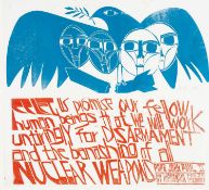 PAUL PETER PIECH (1920-1996) linocut - poster celebrating Pope John Paul II's visit to Hiroshima