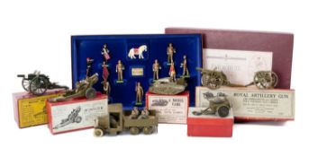 BRITAINS ARTILLERY & VEHICLES, to include No. 1203 Model Tank (boxed, with two drivers, some
