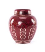 MILLICENT TAPLIN (1902-1980) FOR WEDGWOOD: MALFREY POT, shape 2312, raspberry glaze, painted in