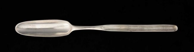 GEORGE III SILVER ARMORIAL MARROW SCOOP, Robert Sallam, London 1765, back engraved with rampant