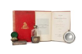 RAILWAY & FOX HUNTING INTEREST: ELECTROPLATE & BOOKS, comprising plated spirit flask with