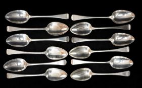 SET OF 12 GEORGE IV SILVER TABLESPOONS, William Chawner, London 1823, approx. wt. 26ozt (12)