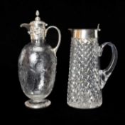 EDWARD VII SILVER MOUNTED LEMONADE JUG, C&S Co. Ltd, London 1906, hobnail cut tapering glass body,