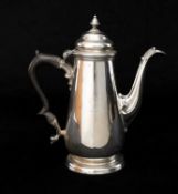 GEORGE II SILVER COFFEE POT, London 1753, tapering form, with stepped hinged lid and turned knop