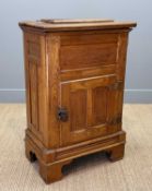 19TH CENTURY OAK ICE BOX, upper and door panels with carved decoration, lined interior, 101 (h) x 66