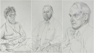 EDGAR HOLLOWAY (1914-2008) pencil on paper - three portraits of sitting gentleman, entitled, 'Tony