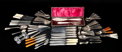 ASSORTED ELECTROPLATED FLATWARE, including canteen of bead pattern table service for six place
