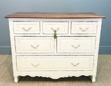 LAURA ASHLEY HOME 'BRAMLEY' DISTRESSED SIX-DRAWER CHEST, with a wooden top, 116 (h) x 90 (w) x 48cms