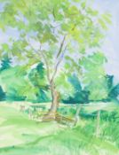 ‡ NICHOLAS HELY HUTCHINSON (British, b. 1955) watercolour - The Lone Tree, signed with initials,