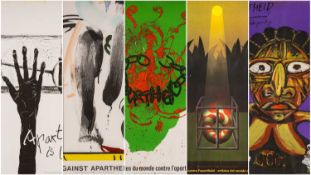 'WORLD ARTISTS AGAINST APARTHEID' POSTERS, ten silkscreen prints - after Roy Lichtenstein, Arman