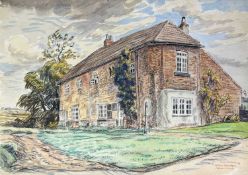 EDGAR HOLLOWAY (1914-2008) watercolour and pencil - entitled, 'William Brewster's House, Scrooby',