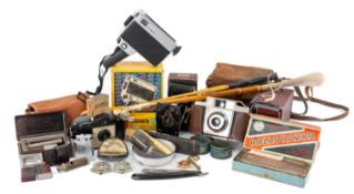 ASSORTED GENT'S ACCESSORIES including five vintage cameras, two Bedfordshire and Hertfordshire