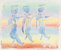 ‡ PRISCILLA TAYLOR (1935-2019) watercolour - entitled verso, 'Dance of Appeasement' on Amalgam