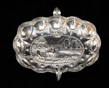VICTORIAN SILVER TASTE VIN, Jacobes J Oosterbaan, London 1877, repoussé decorated with a castle