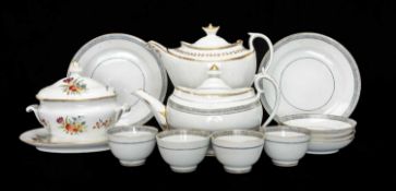 GROUP OF EARLY 19TH CENTURY ENGLISH PORCELAIN TABLE WARES, comprising Coalport Anstice gilt-