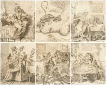 GEORGE CRUIKSHANK (British, 1792-1878) engravings - The Gout, Mixing a Recipe for Corns, Jealousy,