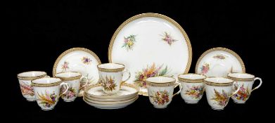 ROYAL WORCESTER BONE CHINA PART COFFEE SERVICE, pattern 8292, with jewelled gilt borders, probably