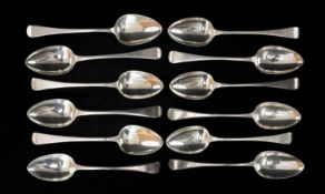 SET OF 12 GEORGE IV SILVER DESSERT SPOONS, William Chawner/Charles Boyton, London 1826/1829, approx.