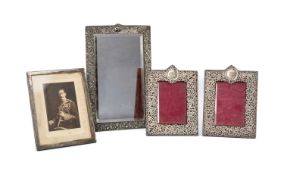 SILVER PHOTOGRAPH & MIRROR FRAMES, comprising pair of late Victorian rococo scrolled rectangular