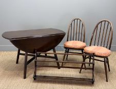 ERCOL OLD COLONIAL DROP-LEAF TABLE, model 377, blue label, traditional finish, 71 (h) x 114cms (