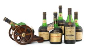 SIX BOTTLES OF 1970s / 80s COGNAC including, three boxed bottles of Courvoisier Napoleon, 68cl,