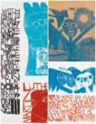 ‡ PAUL PETER PIECH (1920-1996) linocuts - Martin Luther King anti-apartheid poster, together with
