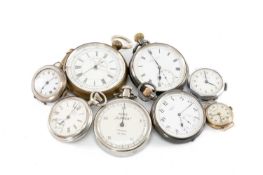 ASSORTED VINTAGE WATCHES, including Swiss silver-plated chronograph stopwatch; Edwardian silver