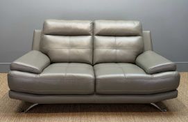 CONTEMPORARY HARVEYS 'ISLINGTON' TWO-SEATER SOFA, upholstered in grey hide, 175 x 90cms