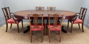CONTEMPORARY FRENCH 'GRANGE' CIRCULAR MAHOGANY EXTENDING DINING TABLE, twin butterfly extensions,