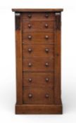 VICTORIAN MAHOGANY WELLINGTON CHEST of seven graduated drawers, 113 (h) x 48 (w) x 36cms (d)