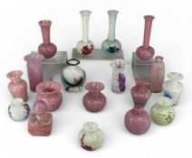 MDINA GLASSWARE, a collection of pink and cream posy vases Provenance: private collection