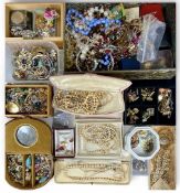 LARGE ASSORTMENT OF COSTUME JEWELLERY, including simulated pearl necklaces, brooches, earrings,
