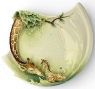 FRANZ PORCELAIN 'ENDLESS BEAUTY' ORNAMENTAL TRAY, featuring relief decoration of giraffe and calf,
