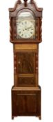 T. MORELAND OF CHESTER VICTORIAN LONGCASE CLOCK, mahogany case with fine inlaid detail, painted